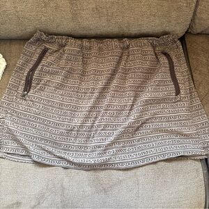 LL BEAN AZTEC BROWN Skort Skirt Drawstring L